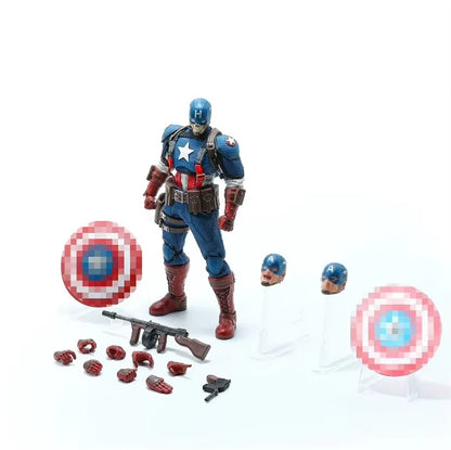 Action figure of a superhero with accessories on a white background War Hero "American Soul" (JM003) 1/12 Scale Collectible Action Figure by Joy Man Toys