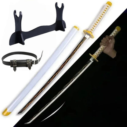 Demon Slayer 40-Inch Illuminated LED Bamboo Nichirin Katana Prop Replicas – Next-Gen USB-C Rechargeable Touch-Activated Cosplay & Display Series