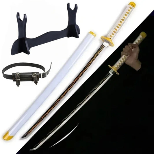 Demon Slayer 40-Inch Illuminated LED Bamboo Nichirin Katana Prop Replicas – Next-Gen USB-C Rechargeable Touch-Activated Cosplay & Display Series