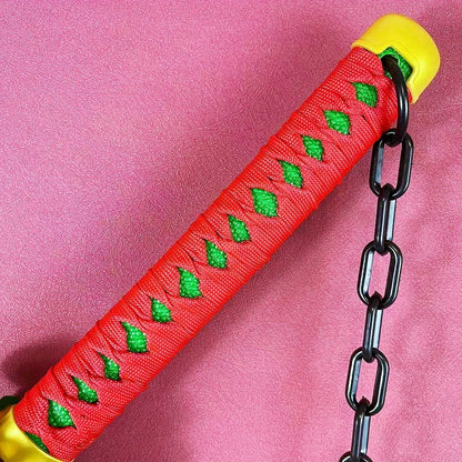 Demon Slayer: Kimetsu no Yaiba Tengen Uzui Authentic 80cm Dual Bamboo Nichirin Cleavers – Sound Hashira 2-Piece Display & Cosplay Set with Connecting Chain