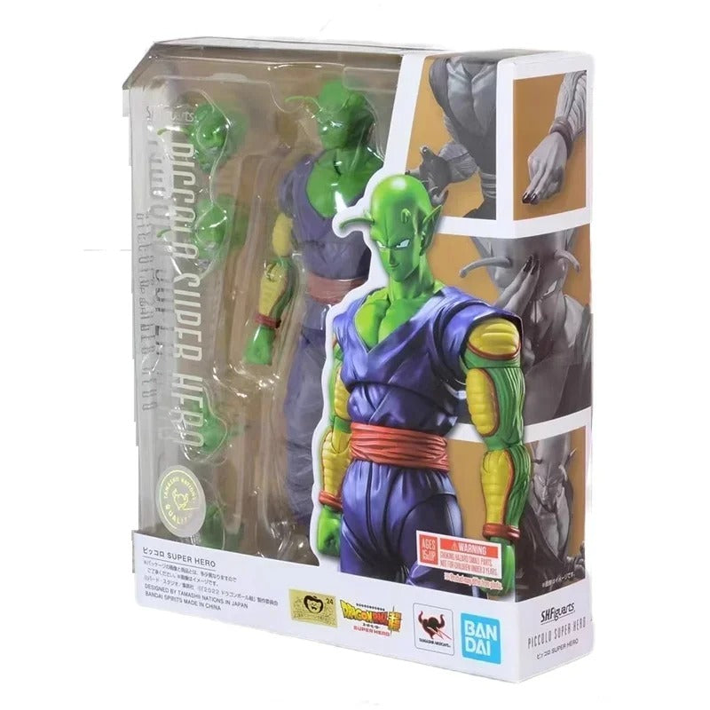 Action figure packaging with character design on a white background Bandai S.H.Figuarts Dragon Ball Super: Super Hero Piccolo Authentic Premium Action Figure