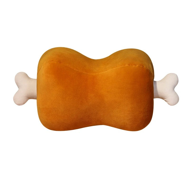Orange bone-shaped pillow on a white background One Piece: Monkey D. Luffy's Iconic Manga Meat 42cm Dual-Use Premium Plush Pillow